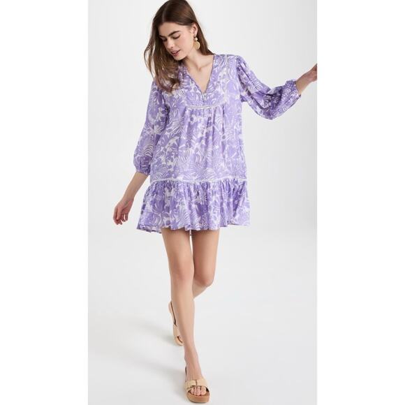 SUNDRY Palm Beach Ruffle Dress in Bright Orchid - Picture 13 of 13